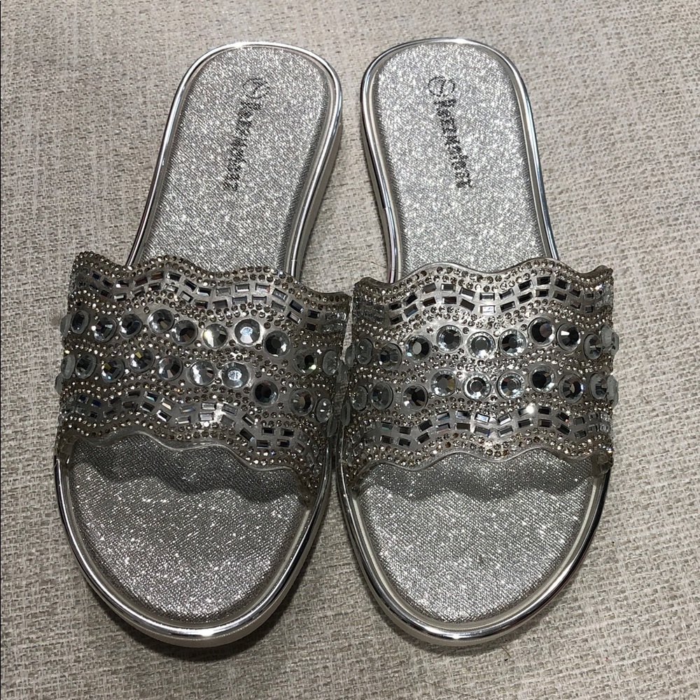 Matisse Silver Jeweled Slide Sandals